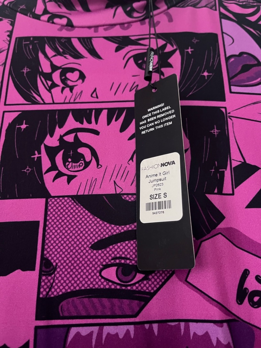 Fashion Nova Pink & Black Anime Panel Jumpsuit
